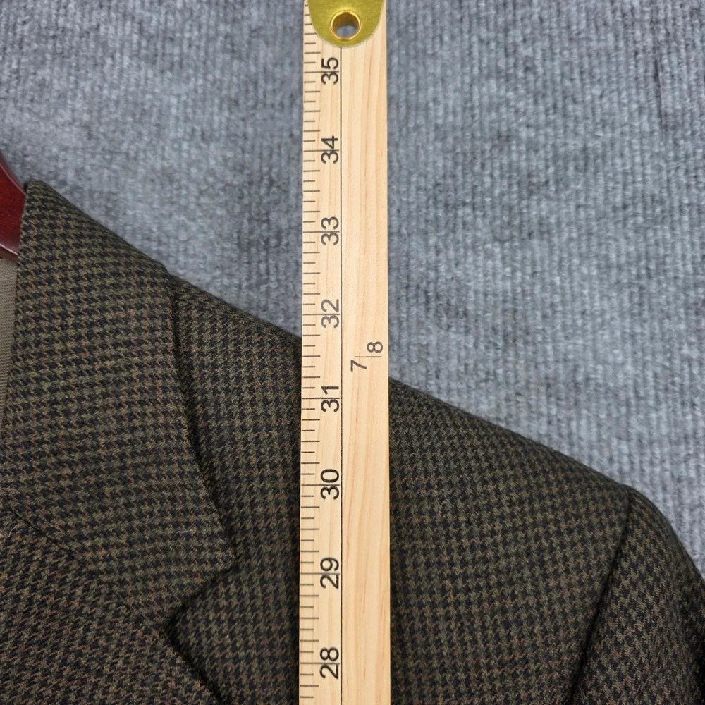 Oscar de la Renta Mens 46R Brown Wool Houndstooth Blazer Sport Coat T135